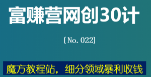 富赚营网创30计022：魔方教程站，细分领域抱力收钱-稳赚族