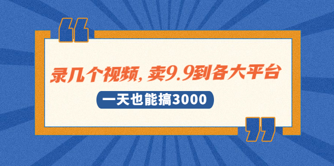 录几个视频，卖9.9到各大平台，一天也能搞3000+-稳赚族