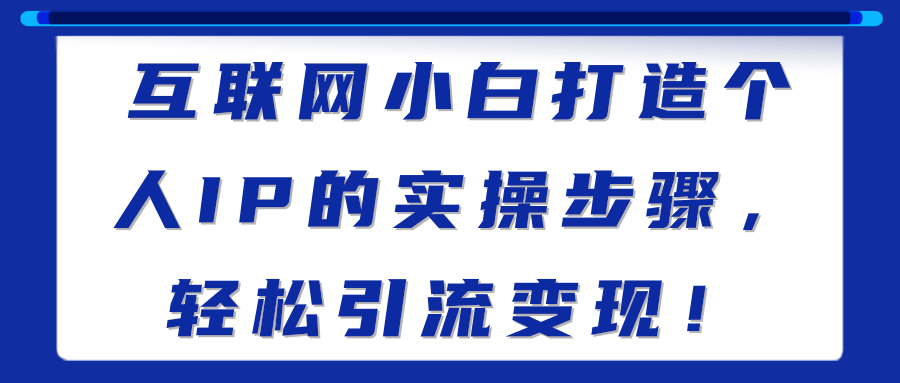 互联网小白打造个人IP的实操步骤，轻松引流变现！【视频教程】-稳赚族