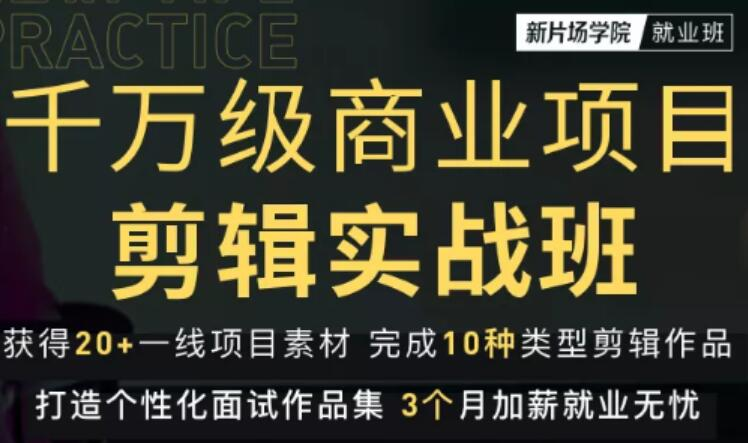 新片场学院千万级商业项目剪辑实战班，做剪辑不在业余（教程+素材）-稳赚族