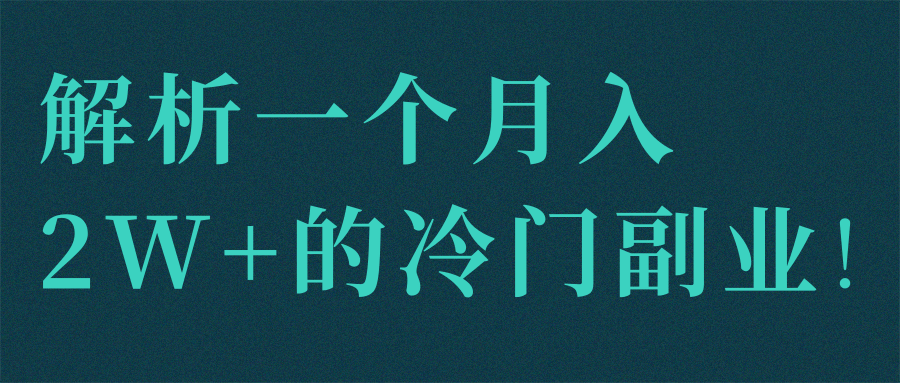 解析一个月入2W+的冷门副业!【视频教程】-稳赚族