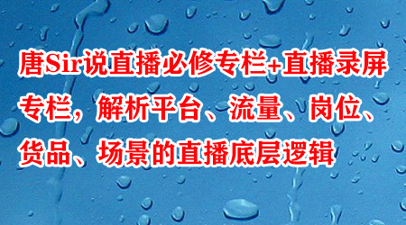 唐Sir说直播必修专栏+直播录屏专栏，解析平台、流量、岗位、货品、场景的直播底层逻辑-稳赚族