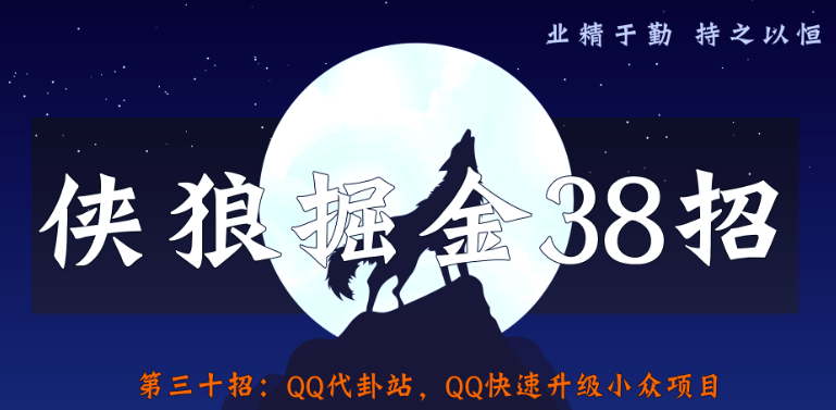 侠狼掘金38招第30招QQ代卦站，QQ快速升级小众项目-稳赚族