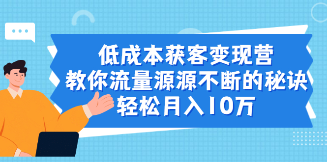 低成本获客变现营，教你流量源源不断的秘诀，轻松月入10万-稳赚族