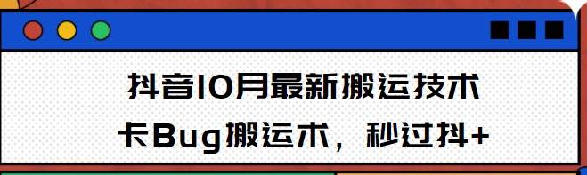 10月抖音最新搬运技术，卡Bug搬运术，秒过抖+【视频课程】-稳赚族