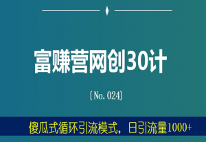 富赚营网创30计024：傻瓜式循环引流模式，日引流量1000+-稳赚族