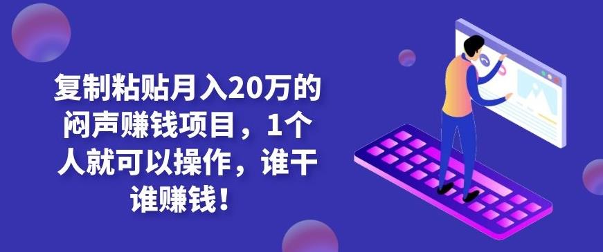 复制粘贴月入20万的闷声赚钱项目，1个人就可以操作，谁干谁赚钱！-稳赚族