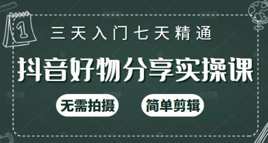 抖音好物分享实操课，无需拍摄，简单剪辑，短视频快速涨粉（125节视频课程）-稳赚族