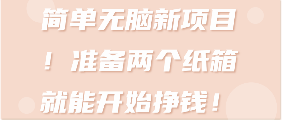 简单无脑新项目！准备两个纸箱就能开始挣钱！【视频教程】-稳赚族