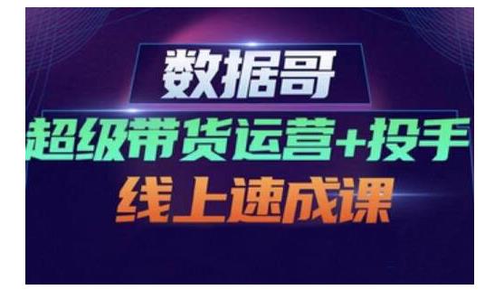 数据哥·超级带货运营+投手线上速成课，快速提升运营和熟悉学会投手技巧-稳赚族