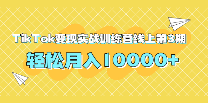 龟课TIKTOK变现实战训练营线上第3期，轻松月入10000+-稳赚族