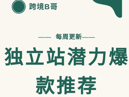 【跨境B哥】独立站潜力爆款选品推荐，测款出单率高达百分之80（每周更新）-稳赚族