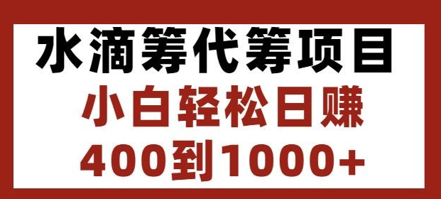 水滴筹代筹项目，小白轻松日赚400到1000+-稳赚族