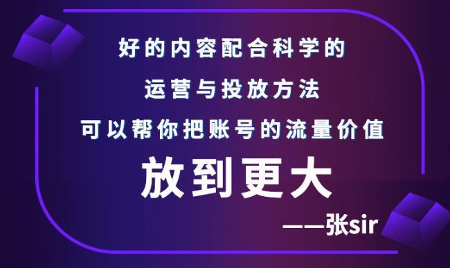 张sir账号流量增长课，让你的流量更精准-稳赚族