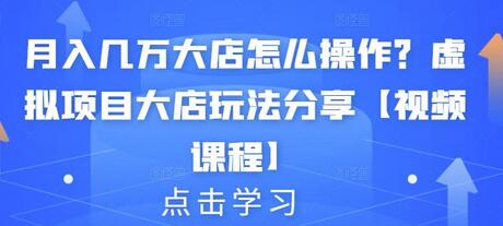 月入几万大店怎么操作？虚拟项目大店玩法分享【视频课程】-稳赚族