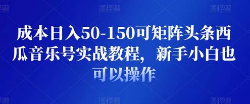 成本日入50-150可矩阵头条西瓜音乐号实战教程，新手小白也可以操作-稳赚族