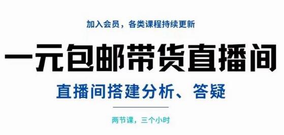 一元包邮带货直播间搭建，两节课三小时，搭建、分析、答疑-稳赚族