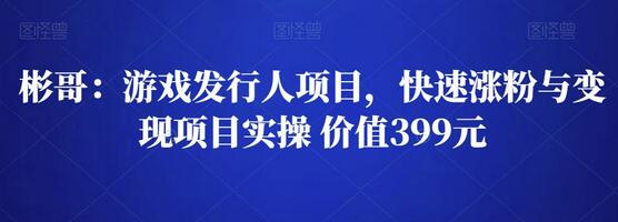 彬哥游戏发行人项目，快速涨粉与变现项目实操 价值399元-稳赚族