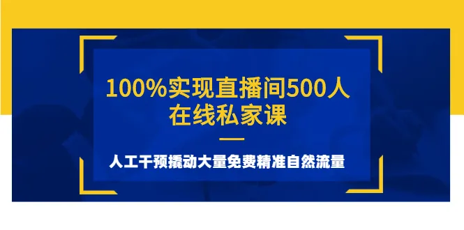 100%实现直播间500人在线私家课，人工干预撬动大量免费精准自然流量-稳赚族