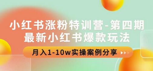 小红书涨粉特训营-第四期：最新小红书爆款玩法，月入1-10w实操案例分享-稳赚族