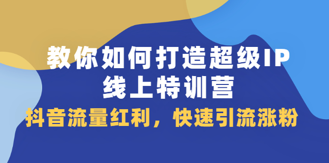 教你如何打造超级IP线上特训营，抖音流量红利，快速引流涨粉-稳赚族