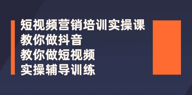 短视频营销培训实操课：教你做抖音，教你做短视频，实操辅导训练-稳赚族