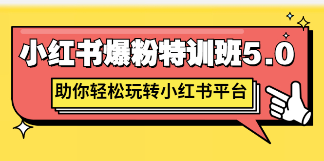 小红书爆粉特训班5.0，助你轻松玩转小红书平台价值1380元-稳赚族