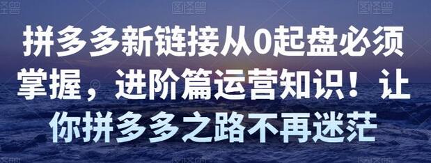 拼多多新链接从0起盘必须掌握，进阶篇运营知识！让你拼多多之路不再迷茫-稳赚族