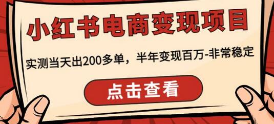 顽石·小红书电商变现项目，实测当天出200多单，半年变现百万，非常稳定-稳赚族