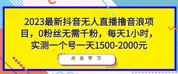 2023最新抖音无人直播撸音浪项目，0粉丝无需千粉，每天1小时，实测一个号一天1500-2000元-稳赚族