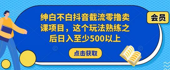 绅白不白抖音截流零撸卖课项目，这个玩法熟练之后日入至少500以上-稳赚族