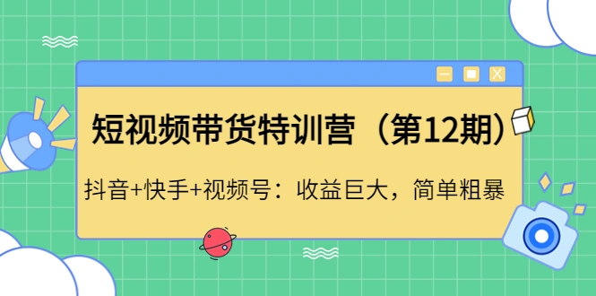 短视频带货特训营：抖音+快手+视频号：收益巨大，简单粗暴！-稳赚族