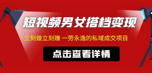 东哲·短视频男女搭档变现，立刻做立刻赚一劳永逸的私域成交项目（不露脸）-稳赚族