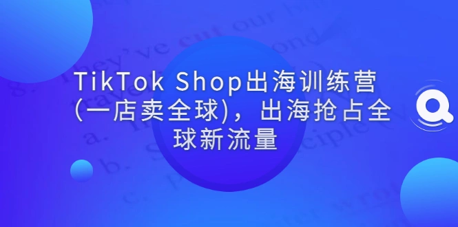 TikTok Shop出海训练营（一店卖全球)，出海抢占全球新流量-稳赚族