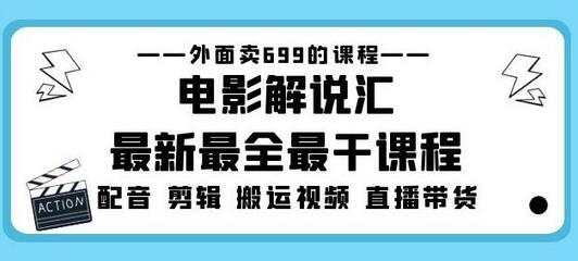 外面卖699的电影解说汇最新最全最干课程：电影配音剪辑搬运视频直播带货-稳赚族