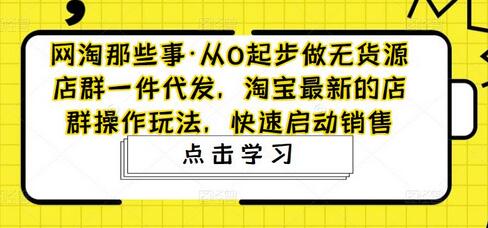 网淘那些事·从0起步做无货源店群一件代发，淘宝最新的店群操作玩法，快速启动销售-稳赚族