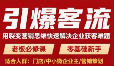 引爆客流，用裂变营销思维快速解决企业获客难题，老板必修课，零基础新手-稳赚族