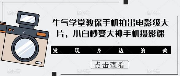 牛气学堂教你手机拍出电影级大片，小白秒变大神手机摄影课-稳赚族