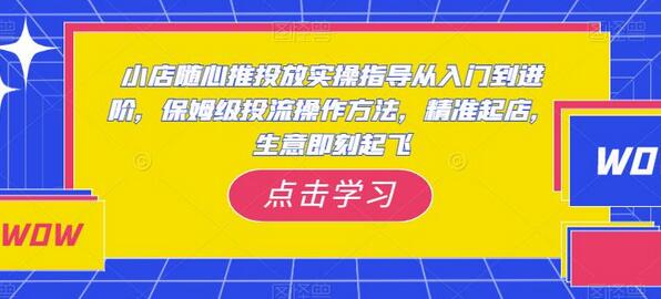 小店随心推投放实操指导从入门到进阶，保姆级投流操作方法，精准起店，生意即刻起飞-稳赚族