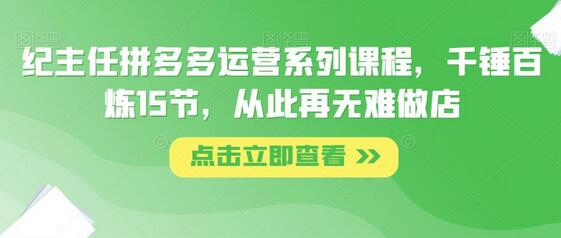 纪主任拼多多运营系列课程，千锤百炼15节，从此再无难做店-稳赚族