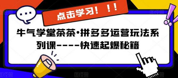 牛气学堂茶茶•拼多多运营玩法系列课—-快速起爆秘籍-稳赚族