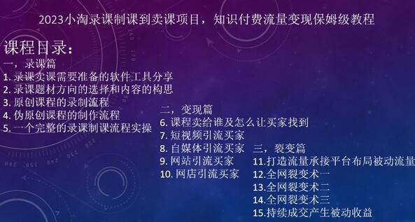 2023小淘录课制课到卖课项目，知识付费流量变现保姆级教程-稳赚族