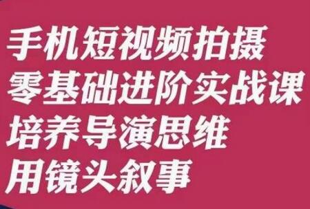 手机短视频拍摄零基础进阶实战课，培养导演思维用镜头叙事唐先生-稳赚族