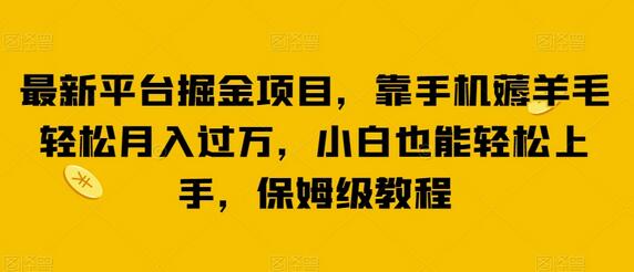 最新平台掘金项目，靠手机薅羊毛轻松月入过万，小白也能轻松上手，保姆级教程-稳赚族