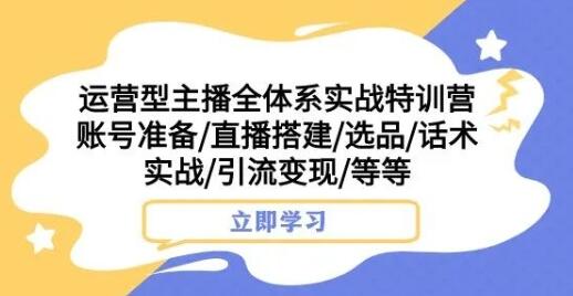 运营型主播全体系实战特训营，账号准备/直播搭建/选品/话术实战/引流变现/等等-稳赚族