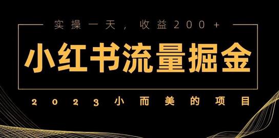 2023小而美的项目，小红书流量掘金，实操一天，收益200+【揭秘】-稳赚族