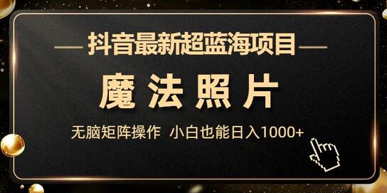 抖音最新超蓝海项目，魔法照片，无脑矩阵操作，小白也能日入1000+-稳赚族