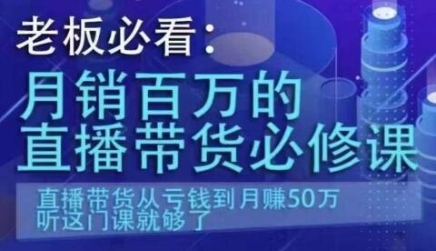 老板必看：月销百万的直播带货必修课，直播带货从亏钱到月赚50万，听这门课就够了-稳赚族