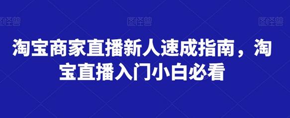 淘宝商家直播新人速成指南，淘宝直播入门小白必看-稳赚族