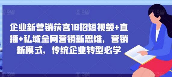 企业新营销获客18招短视频+直播+私域全网营销新思维，营销新模式，传统企业转型必学-稳赚族